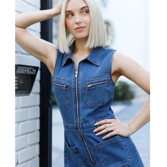 Casual Denim Overall jumpsuit - Picture 3 of 7
